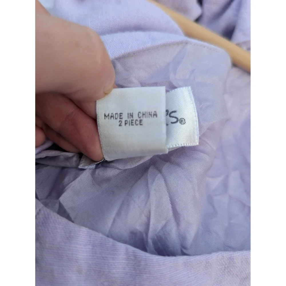 Chadwicks Vintage 90s Dress Set Womens 10P Lilac Linen Coastal Grandmother